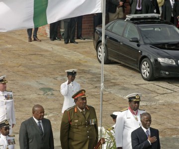 President Thabo Mbeki Reviews Ships of the South African Navy