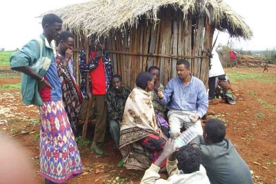 Residents of an Ethiopian village speak about their suffering to Argaw Ashine, a journalist who visited to learn more about how their lives are being affected by climate issues.