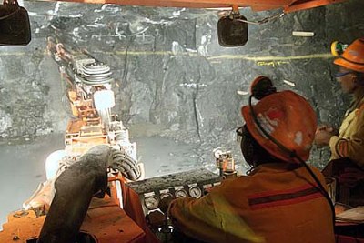 Mining underground at Ngezi, a Zimbabwean platinum mine