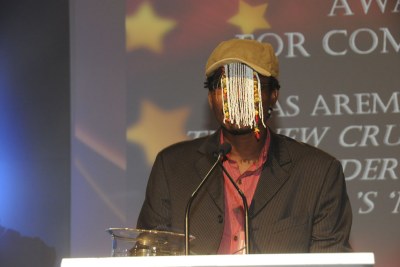 Masked Anas Aremeyaw Anas receiving an award (file photo)