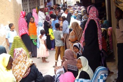 A crowded street in Zanzibar's capital, Stone Town.