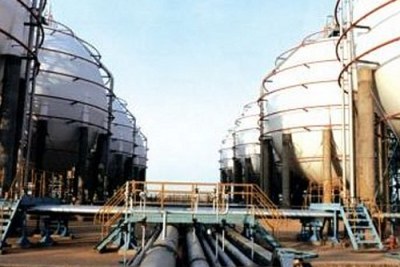 Oil refinery.