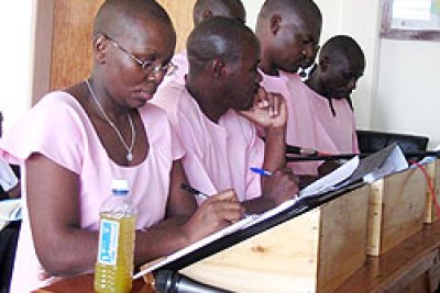 Victoire Umuhoza Ingabire appears in court with the co-accused (file photo).