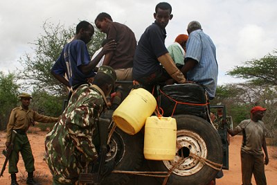 Somali refugees being ferried to Dadaab from Liboi as Kenyan troops gear up for a major offensive against Al Shabaab militants at Afmadow (file photo).