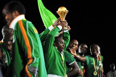 Chipolopolo celebrate winning the title for the first time.