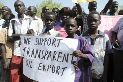 South Sudanese citizens show support for their government’s decision to shut down all oil production.