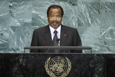 President Paul Biya addresses the United Nations (file photo)..