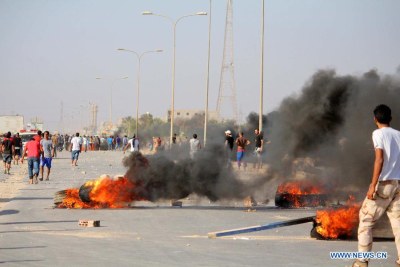 A scene of clashes in Benghazi, Libya.