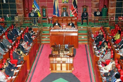 President Uhuru Kenyatta addressing the East Africa Legislative Assembly (file photo).