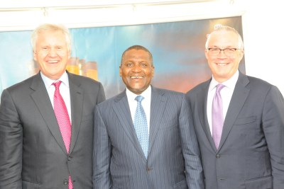 GE Global Chairman/CEO and Jay Ireland with billionaire businessman and industrialist Aliko Dangote when the GE execs paid him a courtesy visit