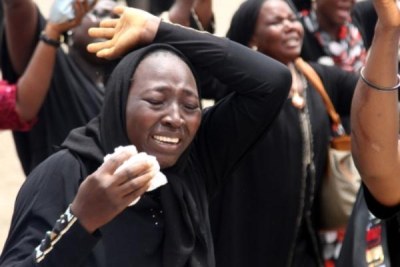 Relatives of kidnapped Chibok students during a #BringBackOurGirls demonstration in Abuja.