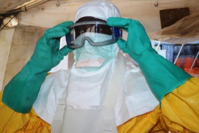 A doctor preparing to treat patients diagnosed with Ebola.