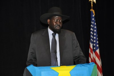 President Salva Kiir addresses the South Sudanese community in Washington, DC.