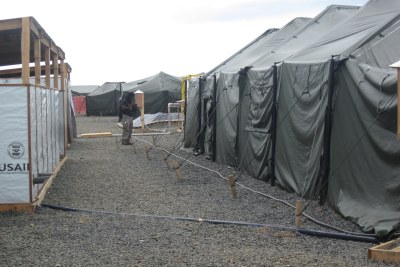 A tent for health care workers at the new Ebola treatment unit( file photo)