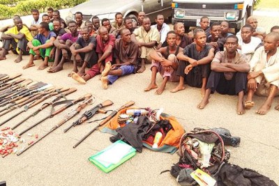 Armed herders paraded at the Guards Brigade headquarters Abuja.