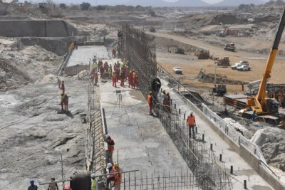 Construction of GERD Dam.