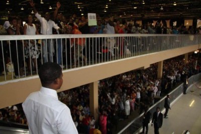 Prophet Shepherd Bushiri speaks to his congregation (file photo).