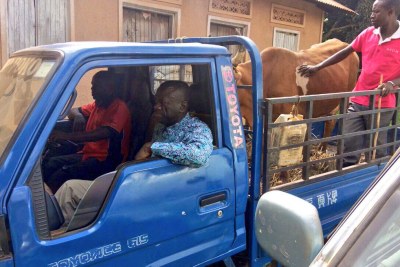 The opposition leader Kizza Besigye has been blocked from delivering my contribution of Guernsey Cow & UShs 3m.