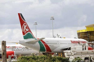 Kenya Airways planes at Jomo Kenyatta International Airport in Nairobi.