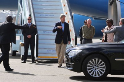 John Kerry when he landed in Kenya on his last visit to the country as Secretary of State.