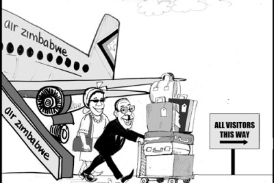 President Robert Mugabe is hardly in Zimbabwe.