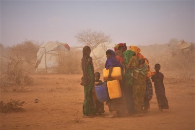 Caught in a dust storm outside an IDP camp near Gode, Ethiopia.