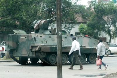 Zimbabwe army vehicles during the operation in November 2017.