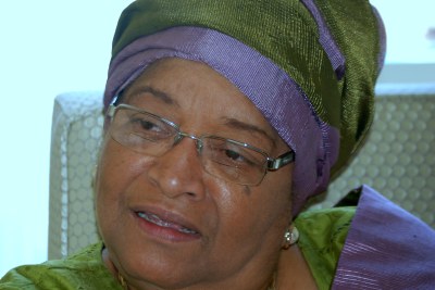 Ellen Johnson Sirleaf speaking in Washington, DC