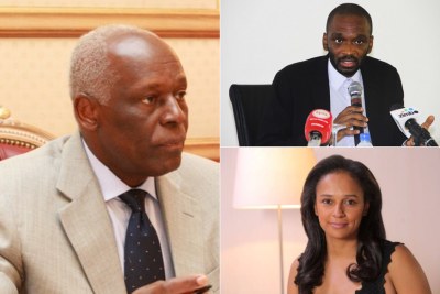 Former president José Eduardo dos Santos, son José Filomeno dos Santos and daughter Isabel dos Santos (file photo).