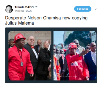 Zimbabwe Politician Chamisa Takes Heat on Twitter for Dressing Like Malema