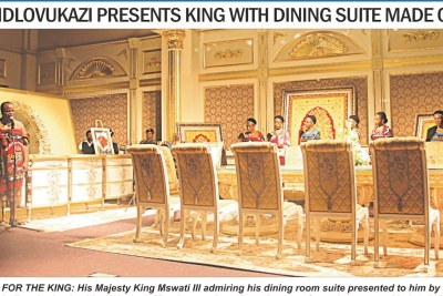 The lounge suite made of gold that was presented to King Mswati by his mother.