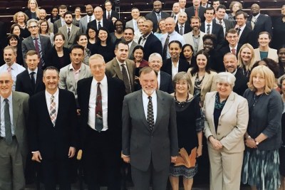 Tibor Nagy (center) meeting with staff in the Africa Bureau at the State Department when he took office as Assistant Secretary for Africa in July 2018.