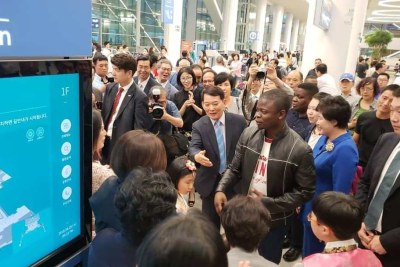 Malawi's Prophet Shepherd Bushiri was welcome by a team of leaders from Enlightened Christian Gathering (ECG) South Korea branch.