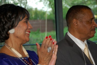 C. Payen Lucas (r) and his wife, Freddie Lucas, receiving an award from UNDP in 2009.
