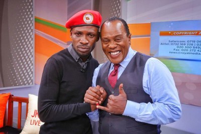 Ugandan MP Robert Kyagulanyi with CitizenTV anchor Jeff Koinange on October 10, 2018.