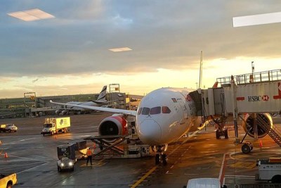 The Kenya Airways plane, that left the Jomo Kenyatta International Airport in Nairobi on Sunday night, is pictured at the John F. Kennedy International Airport in New York, the United Stats, after landing on October 29, 2018.