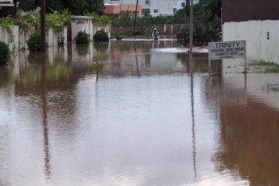 An area in Accra flooded after heavy afternoon rain.