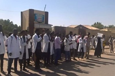 Doctors and medical students strike in El Gedaref last week.