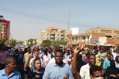 Protestors chant slogans in Khartoum against President Omar al Bashir and his government (file photo).