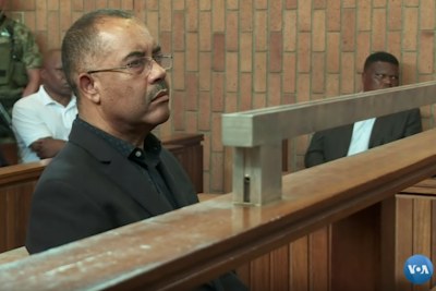 Mozambique's former finance minister Manuel Chang appears in court during an extradition hearing in Johannesburg.