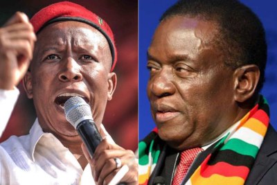 EFF leader Julius Malema and Zimbabwe President Emmerson Mnangagwa.