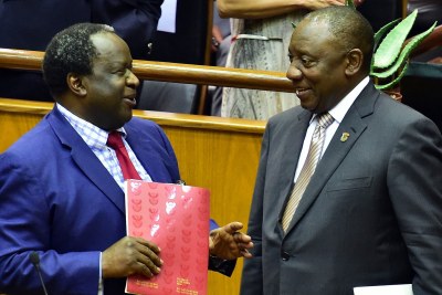 President Cyril Ramaphosa with Finance Minister Tito Mboweni ahead of the Budget 2019 Speech.