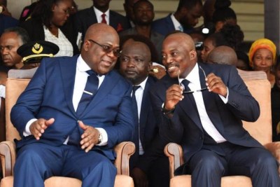 Former president Joseph Kabila (right) with his successor Félix Antoine Tshisekedi.