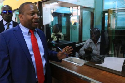 Nairobi City County Governor Mike Sonko launching the biometric system.