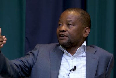 Video screenshot of on again, off again Old Mutual CEO Peter Moyo