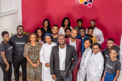 54gene founder and CEO Dr. Abasi Ene-Obong, centre, among the 54gene staff.