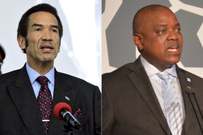 Left: Former Botswana leader Ian Khama. Right: President Mokgweetsi Masisi.