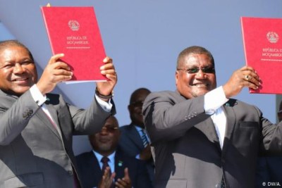 President Filipe Nyusi and Renamo leader Ossufo Momade (file photo).