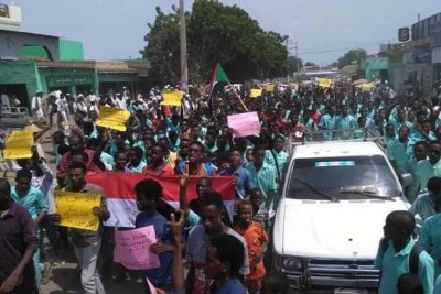 Students protest in El Mujlad in West Kordofan on August 1, 2019.