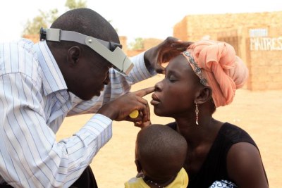 Measuring trachoma in Burkina Faso (file photo)